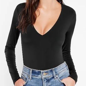 Abercrombie black long sleeve body suit v neck
